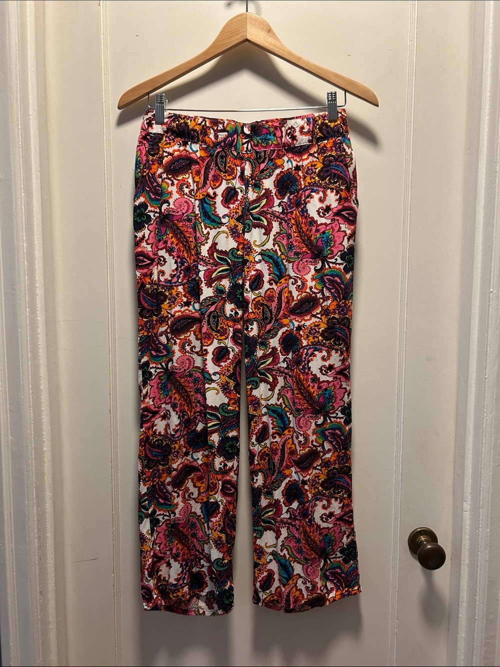 Merona Pink and Teal Paisley Pull-On Pants